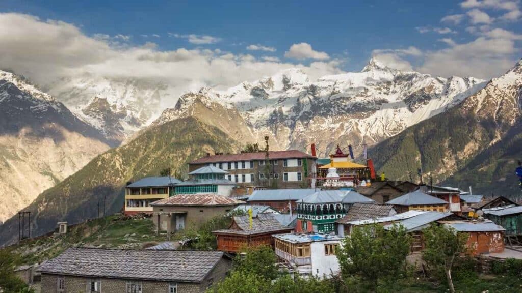 The Kinner Kailash range forms the backdrop to the Himalayan village of Kalpa in Kinnaur, India. - Winter Spiti