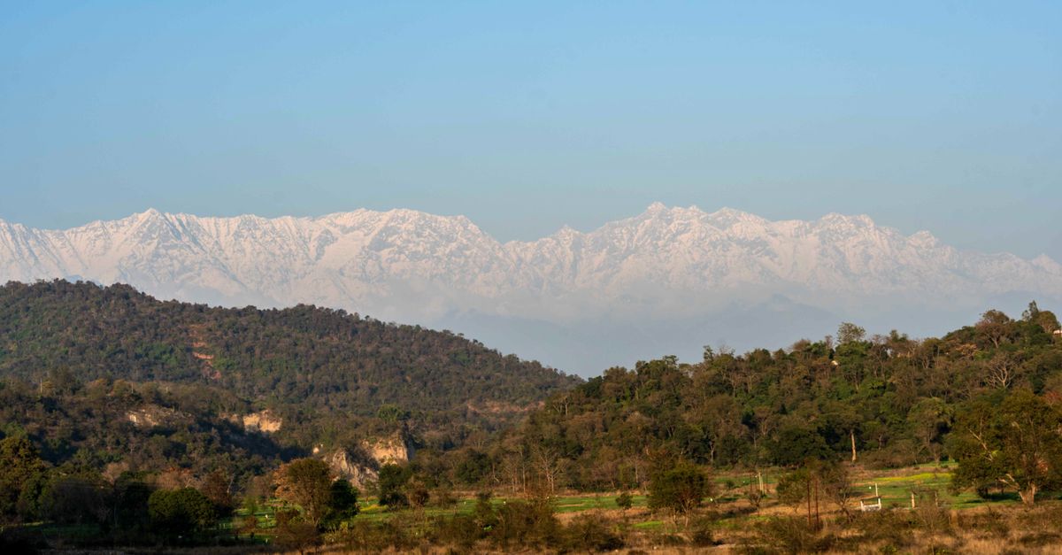 Snow-capped Dhauladhar mountains above Dharamshala, Himachal Pradesh