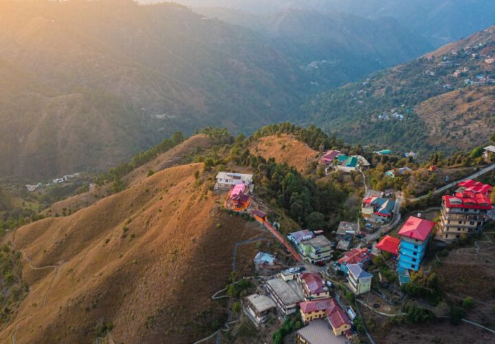 Aerial sunrise view over Shimla, Himachal Pradesh