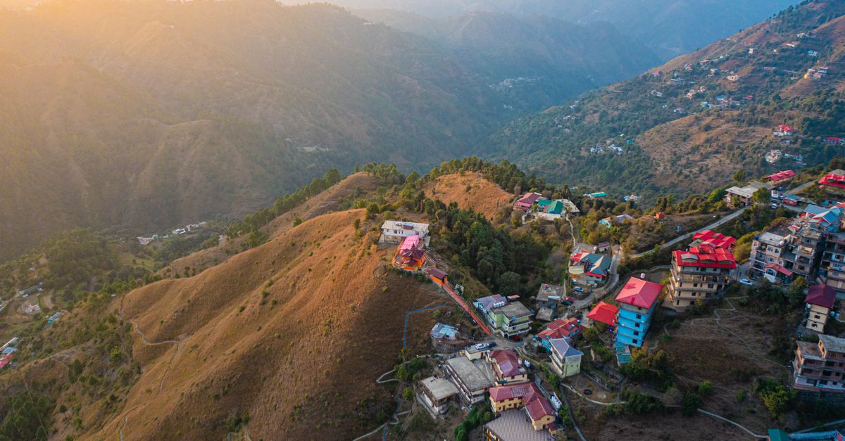 Aerial sunrise view over Shimla, Himachal Pradesh